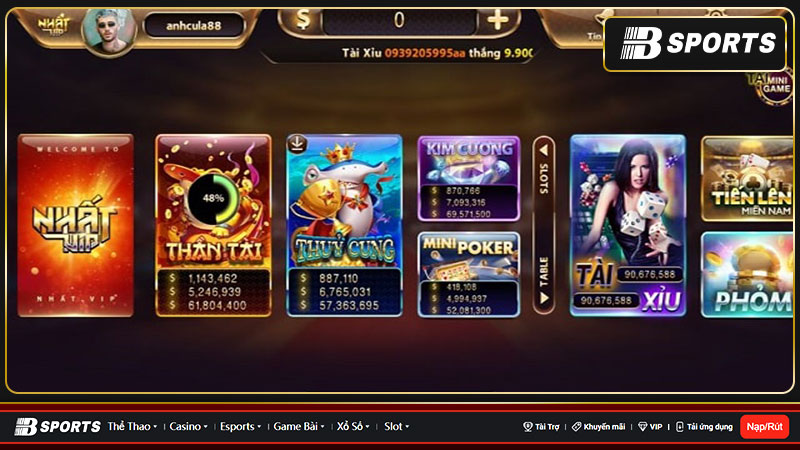 Thư viện game của nhà cái cực kỳ phong phú, đa dạng