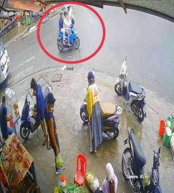Camera an ninh ghi lại được hình ảnh của nhóm cướp giật